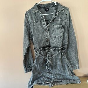 Who What Wear Gray Denim Shirt Dress